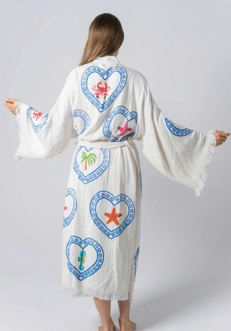 LONG ROBE NATURAL/MULTI MOTIF