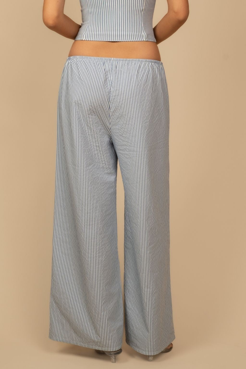 Drawstring Wide-Leg Pant Blue Stripe