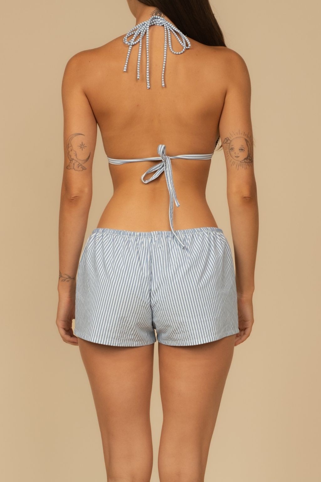 Low-Rise Drawstring Short Blue Stripe