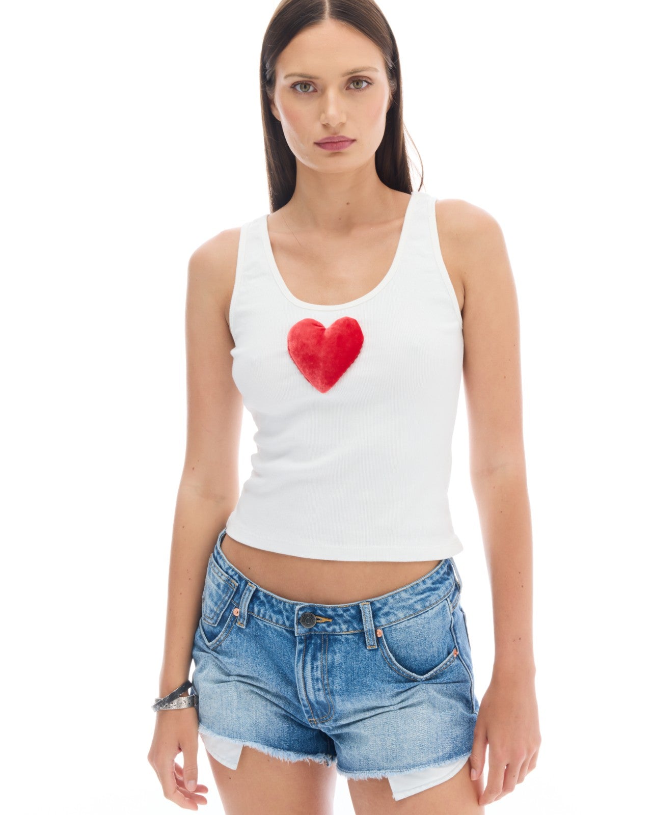 Red Velvet Silk Heart Singlet