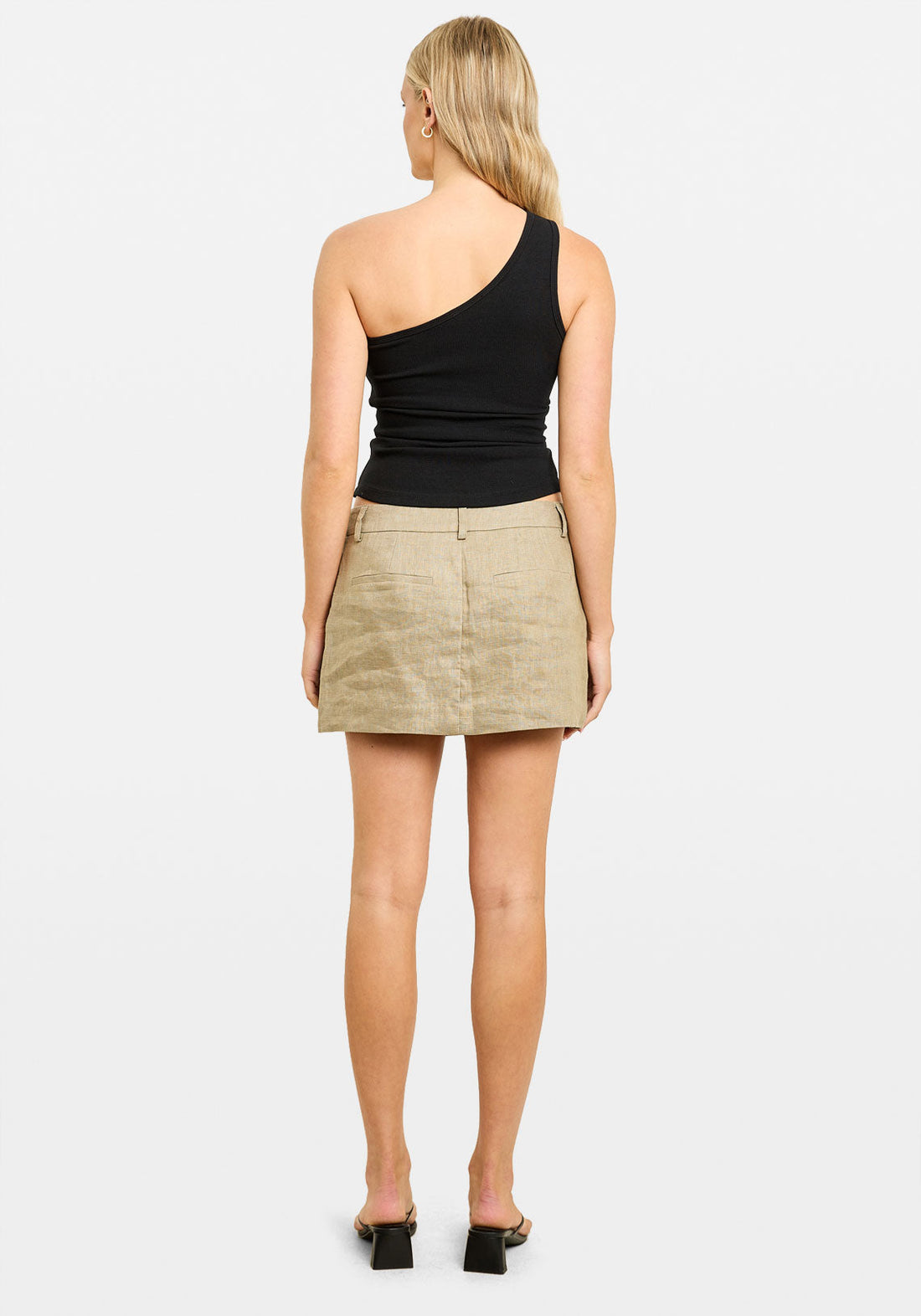 One Shoulder Key Hole Tank Black