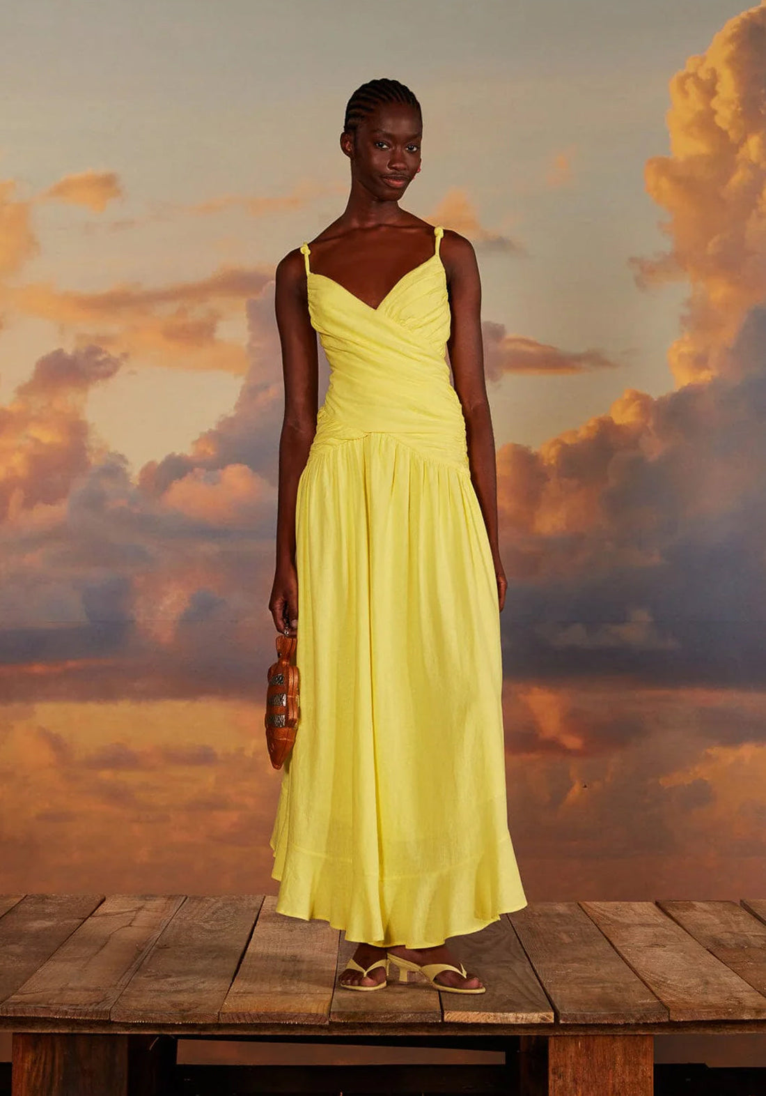 Farm Rio Yellow Cross Over Maxi Dress