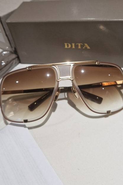 Dita Mach-Five Brushed White Gold/Brown