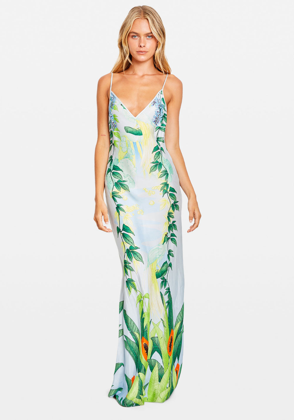 EDEN ILLUSTRATED MAXI DRESS BLUE