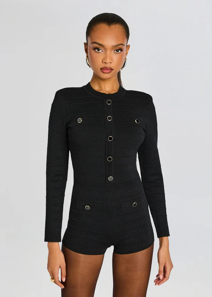 Tesni Romper Metallic Black