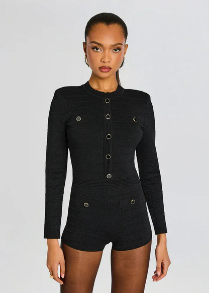 Tesni Romper Metallic Black