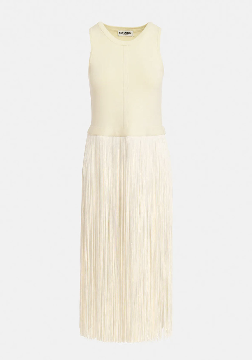 Ecru Knitted Top with Long Fringes