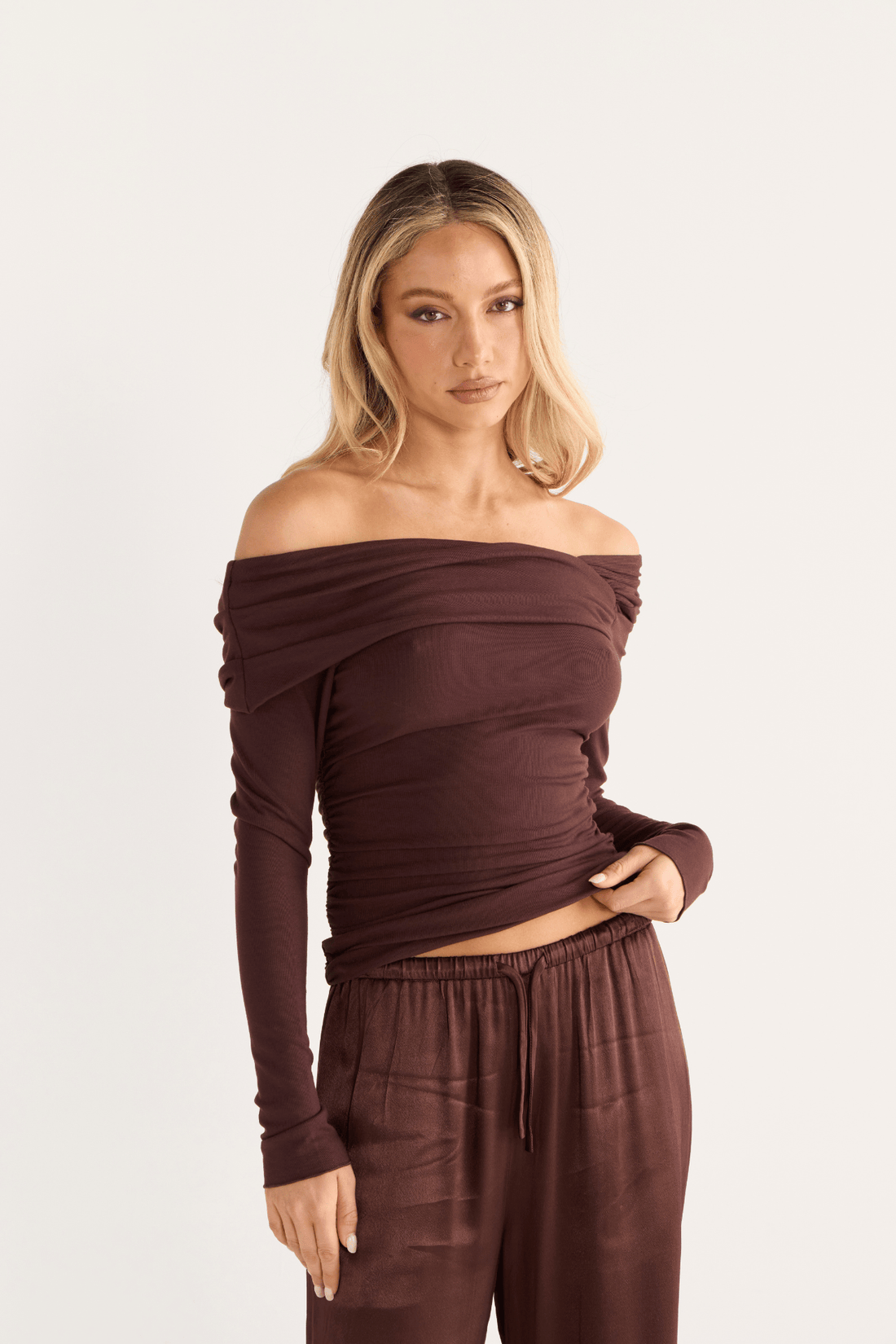 Emily Satin Pants Coffee