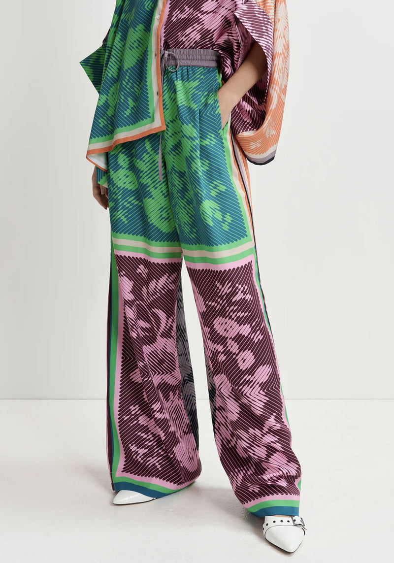 MULTICOLOR PRINTED WIDE-LEG PANTS