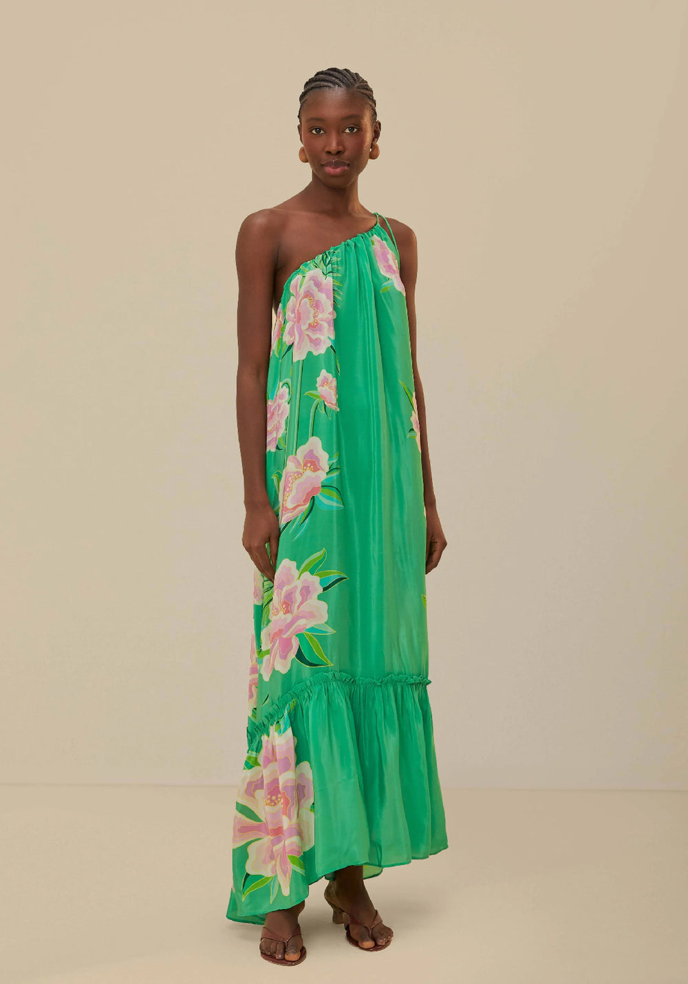 FLORAL VIBING GREEN MAXI DRESS