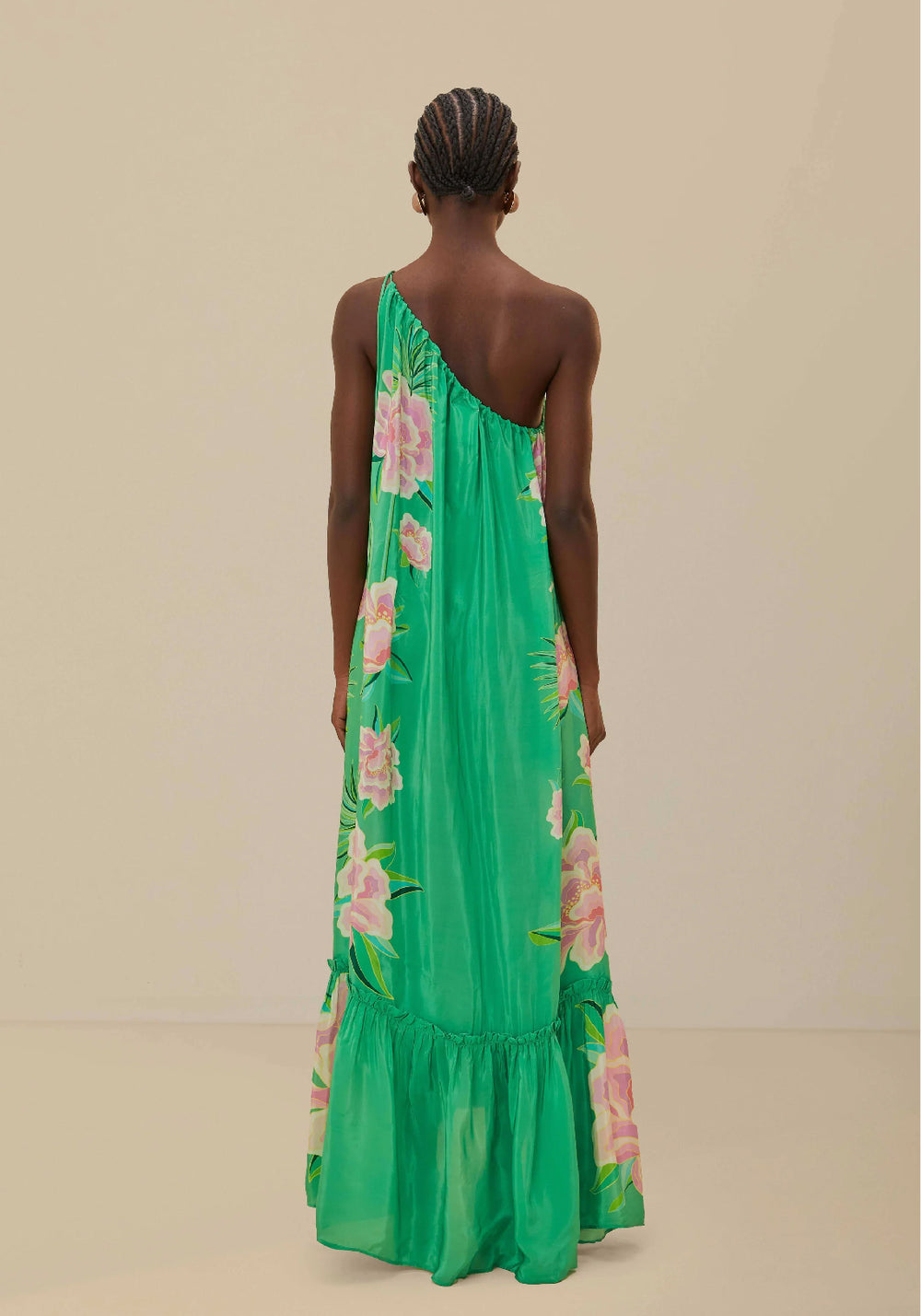 FLORAL VIBING GREEN MAXI DRESS