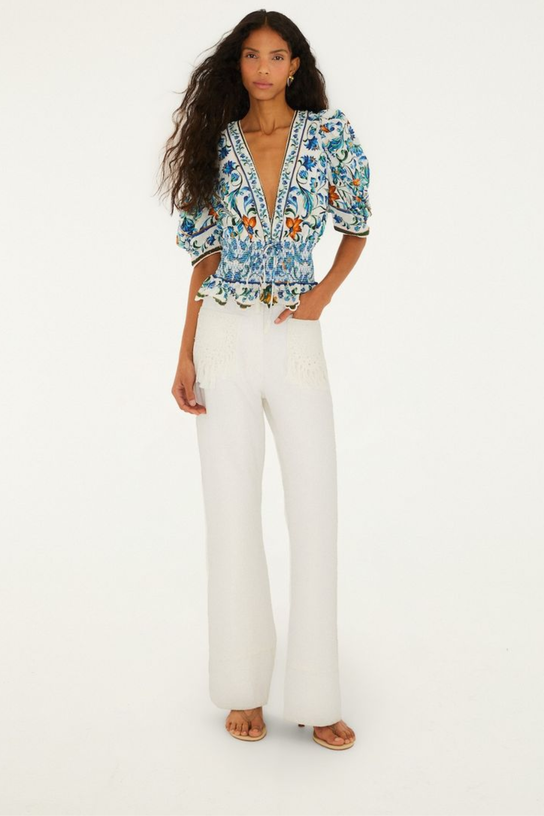 Twill Pants Pocket Fringe in Denim