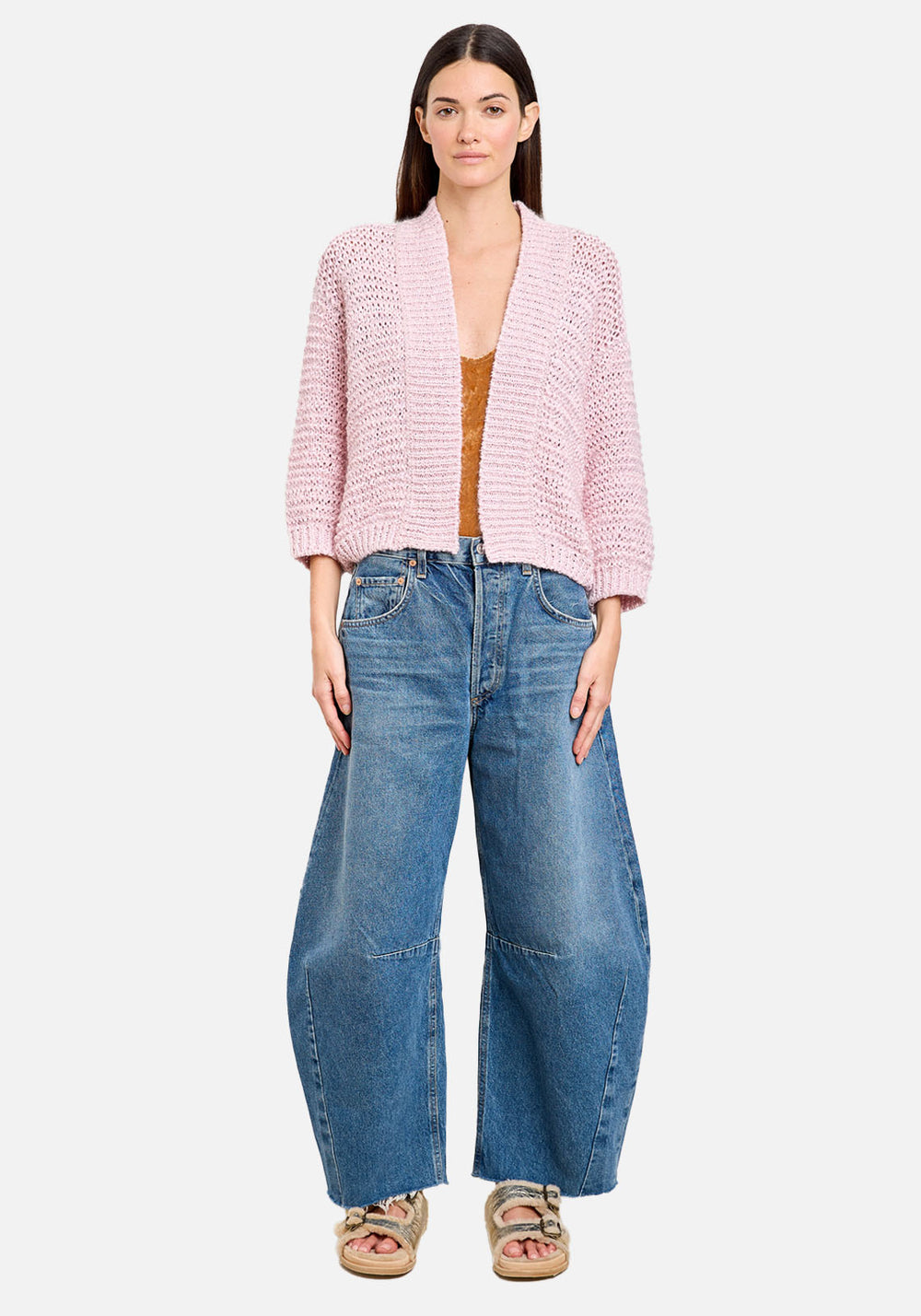 BOUCLE CHAMOIS TAPE CARDIGAN ROSE