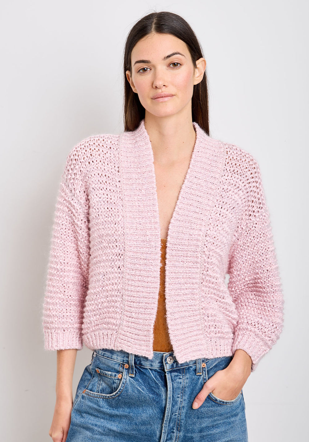 BOUCLE CHAMOIS TAPE CARDIGAN ROSE