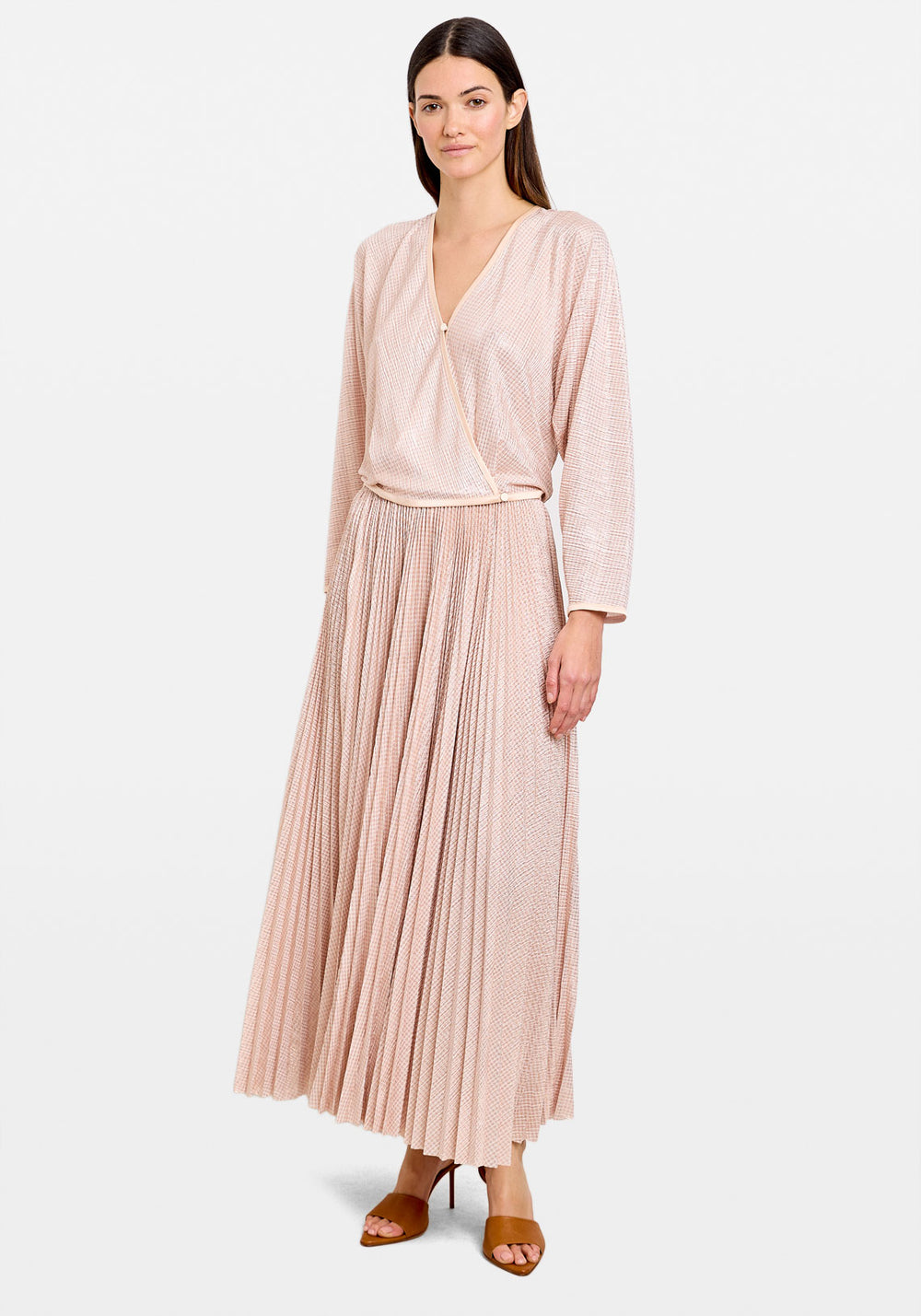 LAME PIED DE POULE LONG SOLEIL SKIRT ROSE