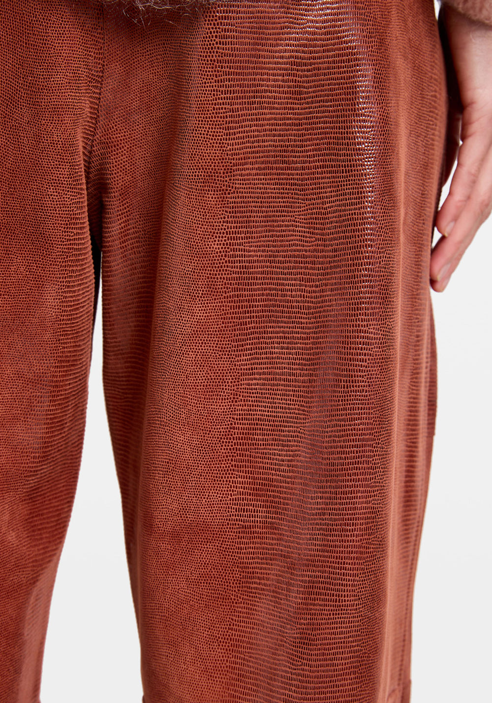 SUEDE LIZARD PRINT CARGO PANTS CACAO