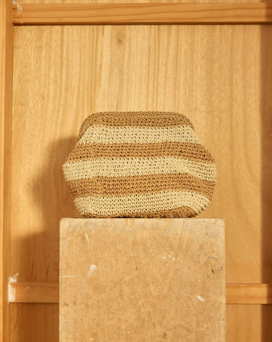 Clutch Tan Beige Stripe