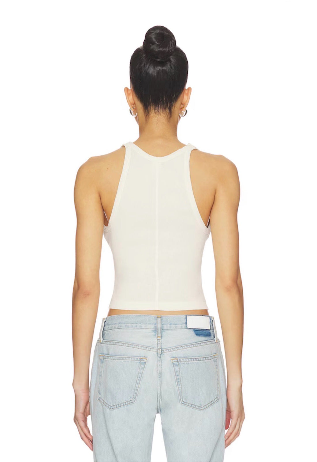 Re/done x Hanes V Cut Ribbed Tank Vintage Ivory