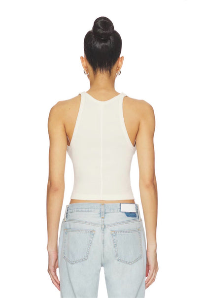 Re/done x Hanes V Cut Ribbed Tank Vintage Ivory