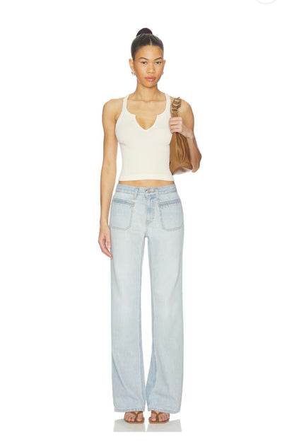 Re/done x Hanes V Cut Ribbed Tank Vintage Ivory