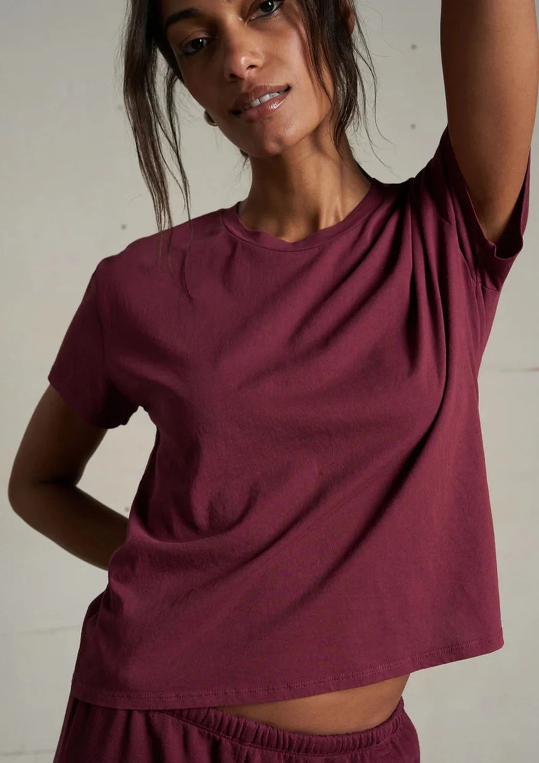 Harley Boxy Crew Tee Dark Burgundy