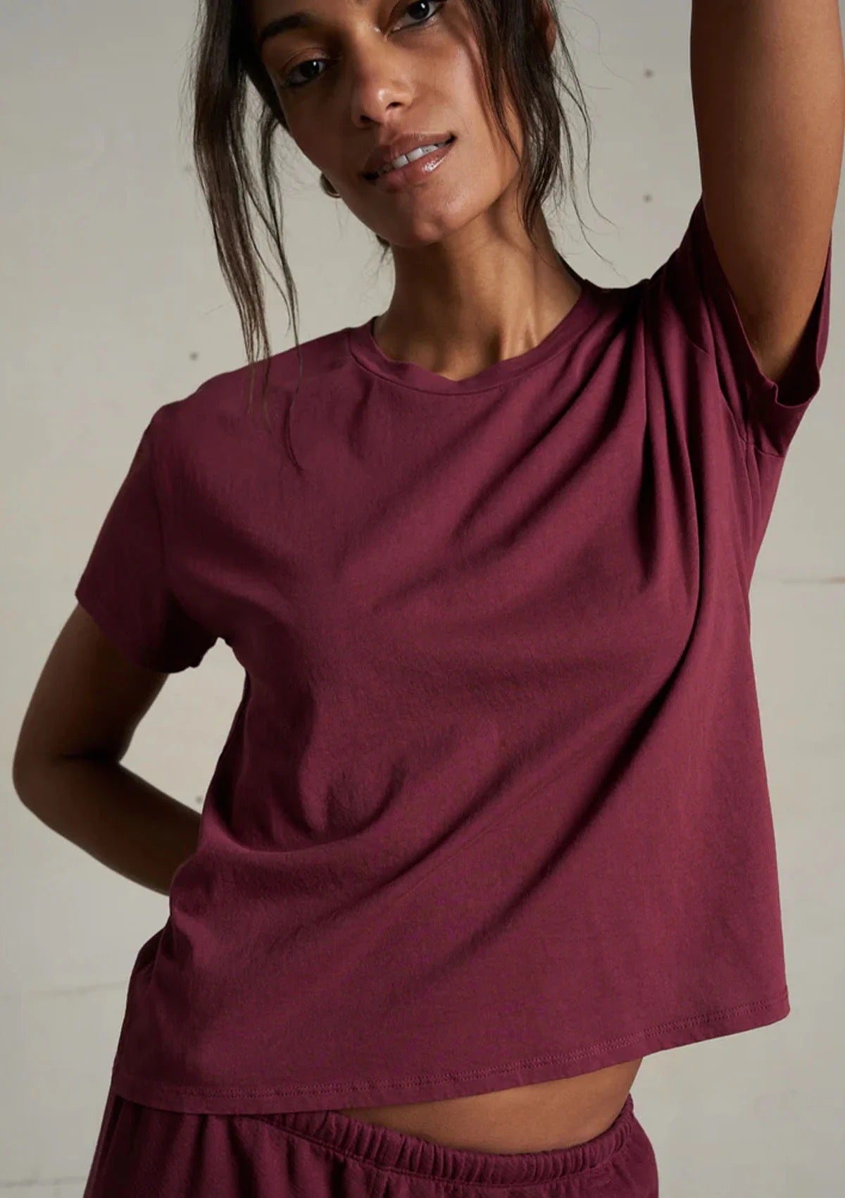 Harley Boxy Crew Tee Dark Burgundy