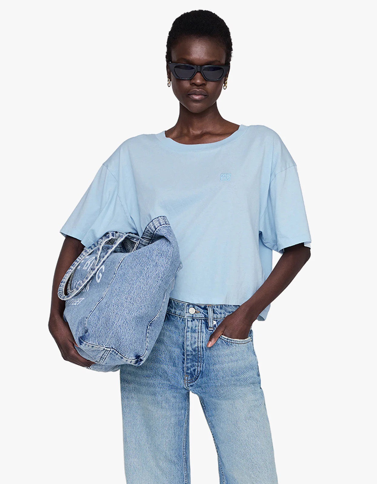 Johhny Cropped Tee Pale Blue