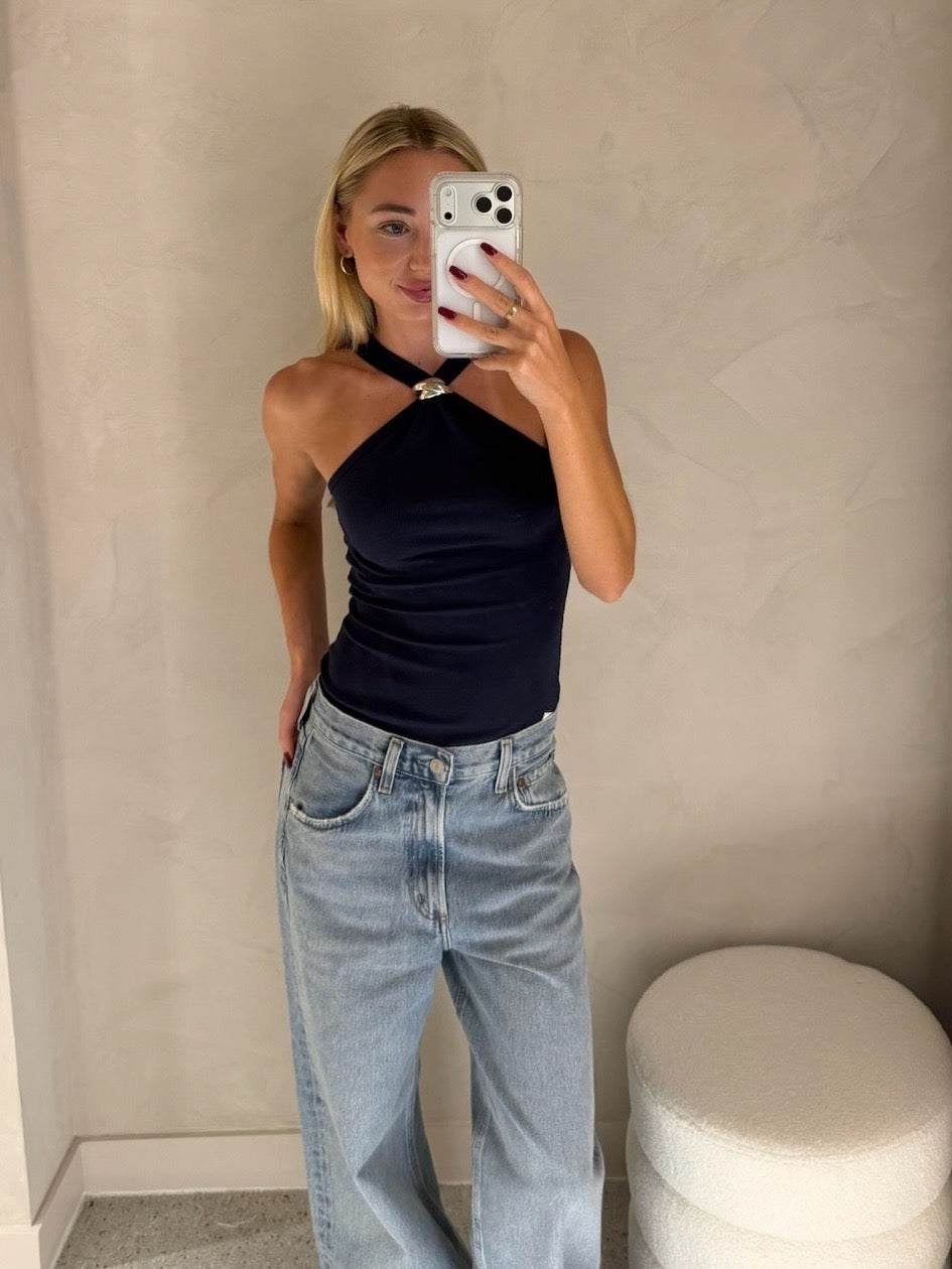 Broach Halter Tank Navy