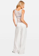 Lace Scoop Tank White