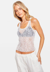 Lace Scoop Tank White