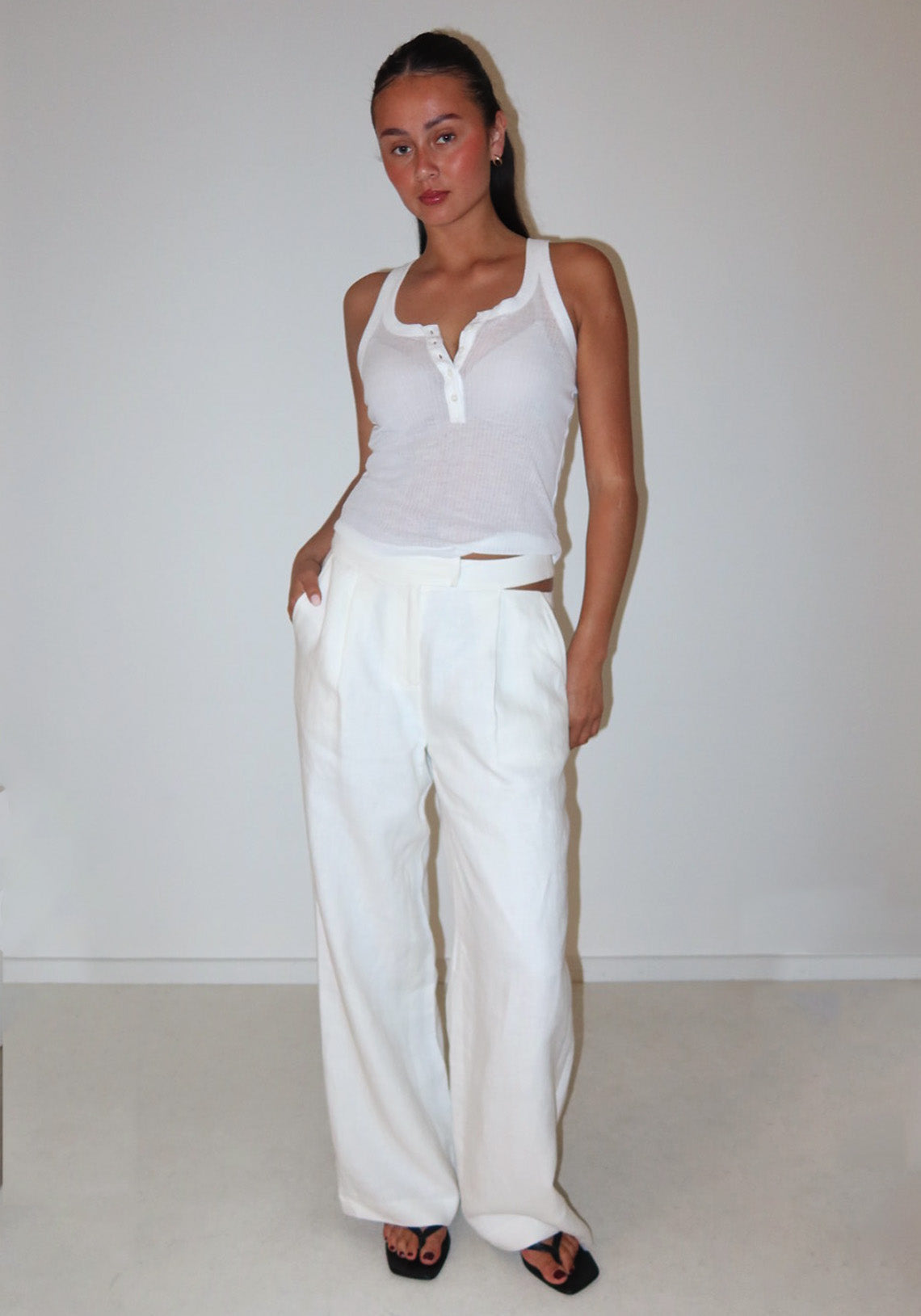 Deconstructed Linen Pant White