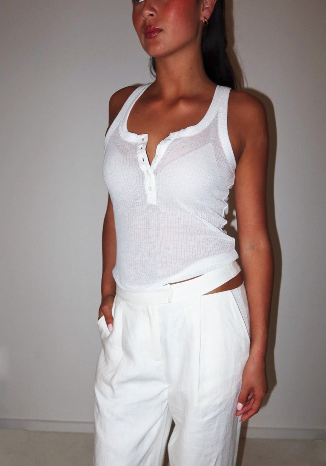 Deconstructed Linen Pant White