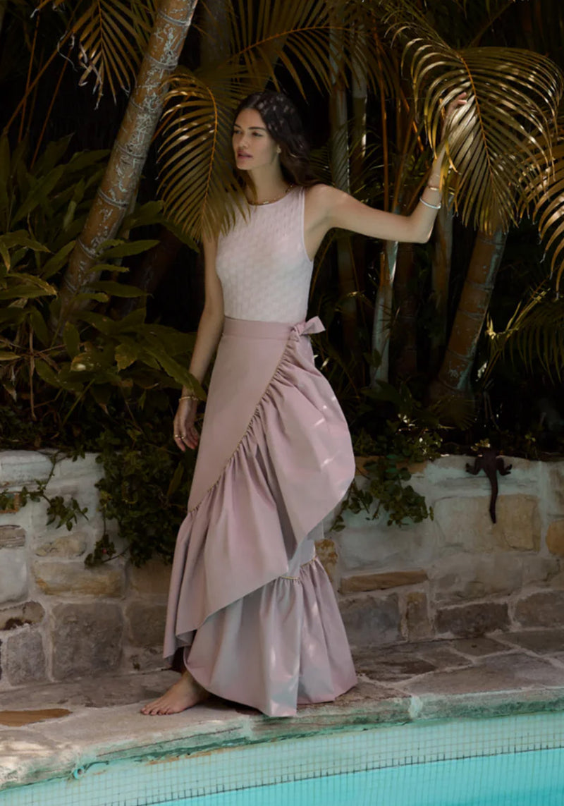 LA SCALA WRAP MAXI SKIRT ARABIAN PINK