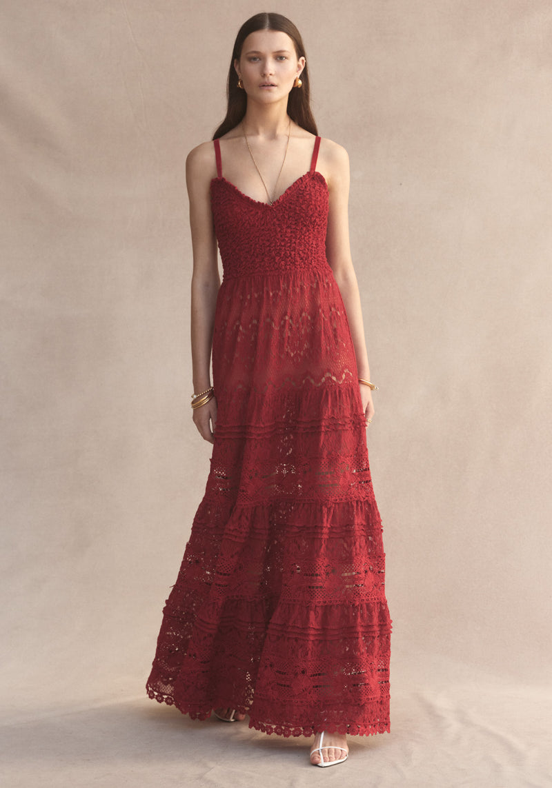 LUCIA LACE MAXI RED