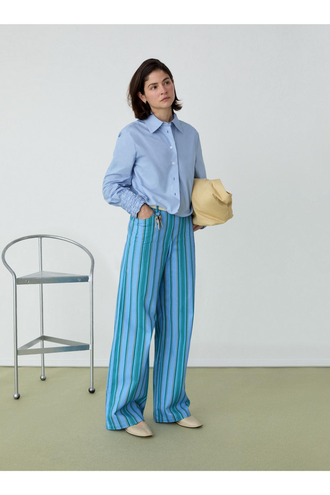 Laagam Roxane Blue Ruched Shirt