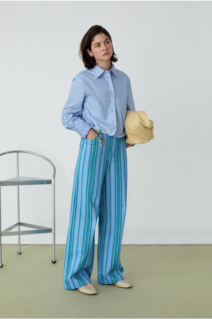 Roxane Blue Ruched Shirt