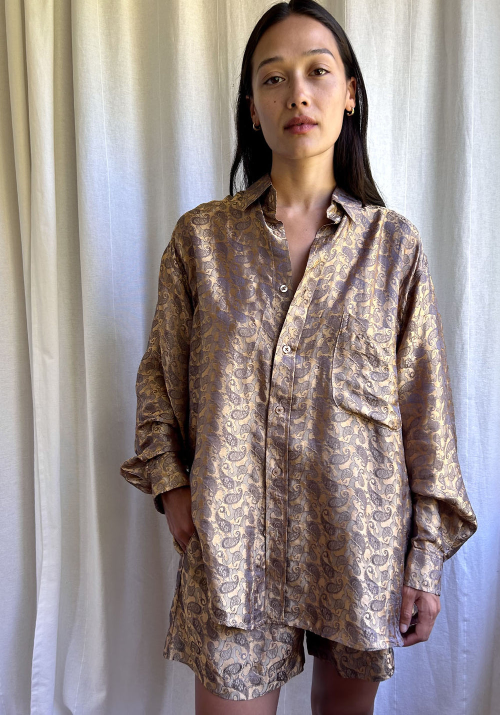 BRUNS SHIRT LONGSLEEVE GOLD PAISLEY