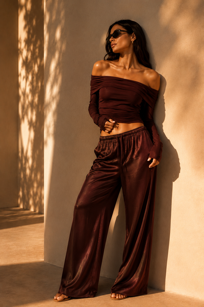 Chosen By Tuchuzy Emily Satin Pants Coffee