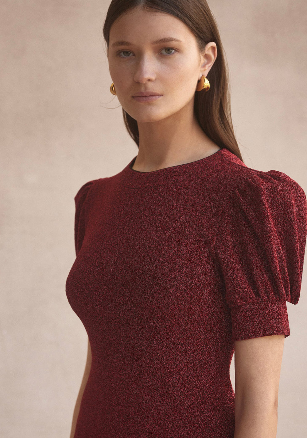 COMO PUFF SLEEVE T-SHIRT RED