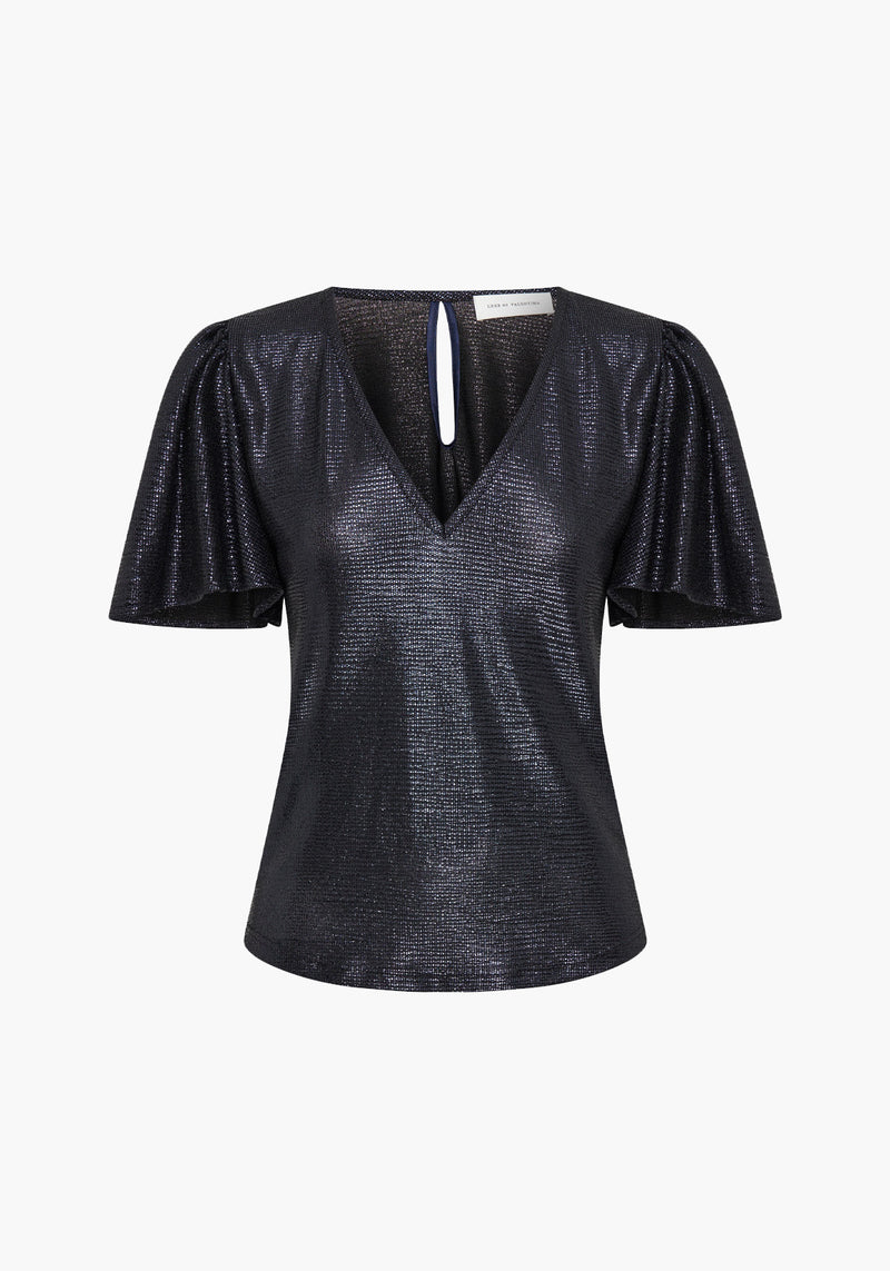 FARFALLA FLUTED TOP NAVY METALLIC