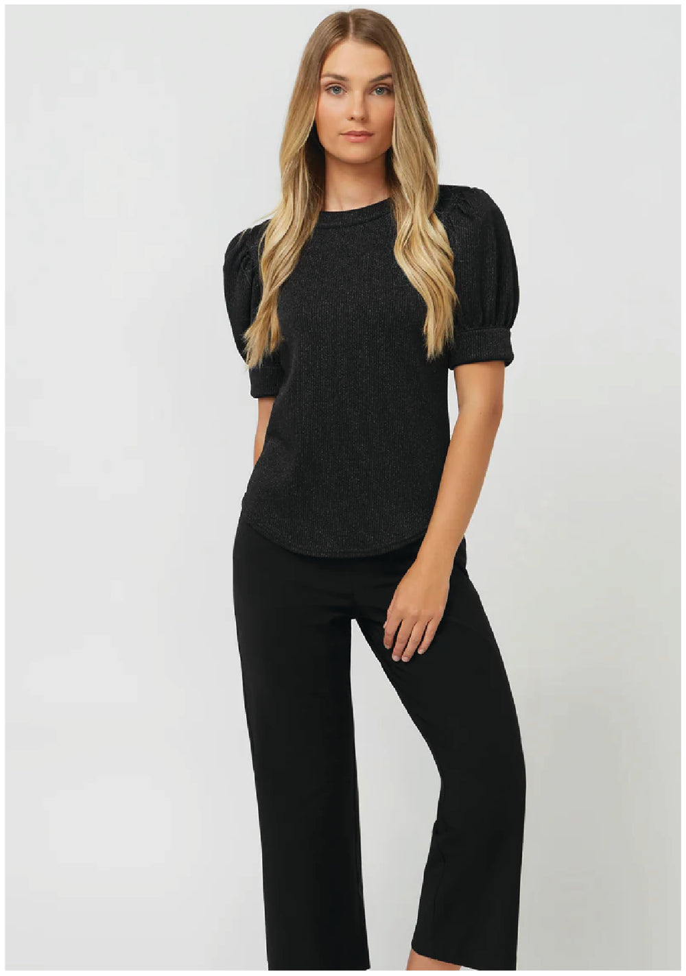 COMO PUFF SLEEVE T-SHIRT BLACK