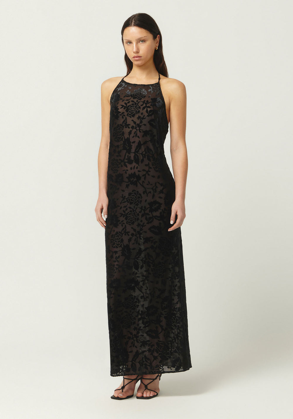 Pre-Order | JACQUARD HALTER MAXI BLACK