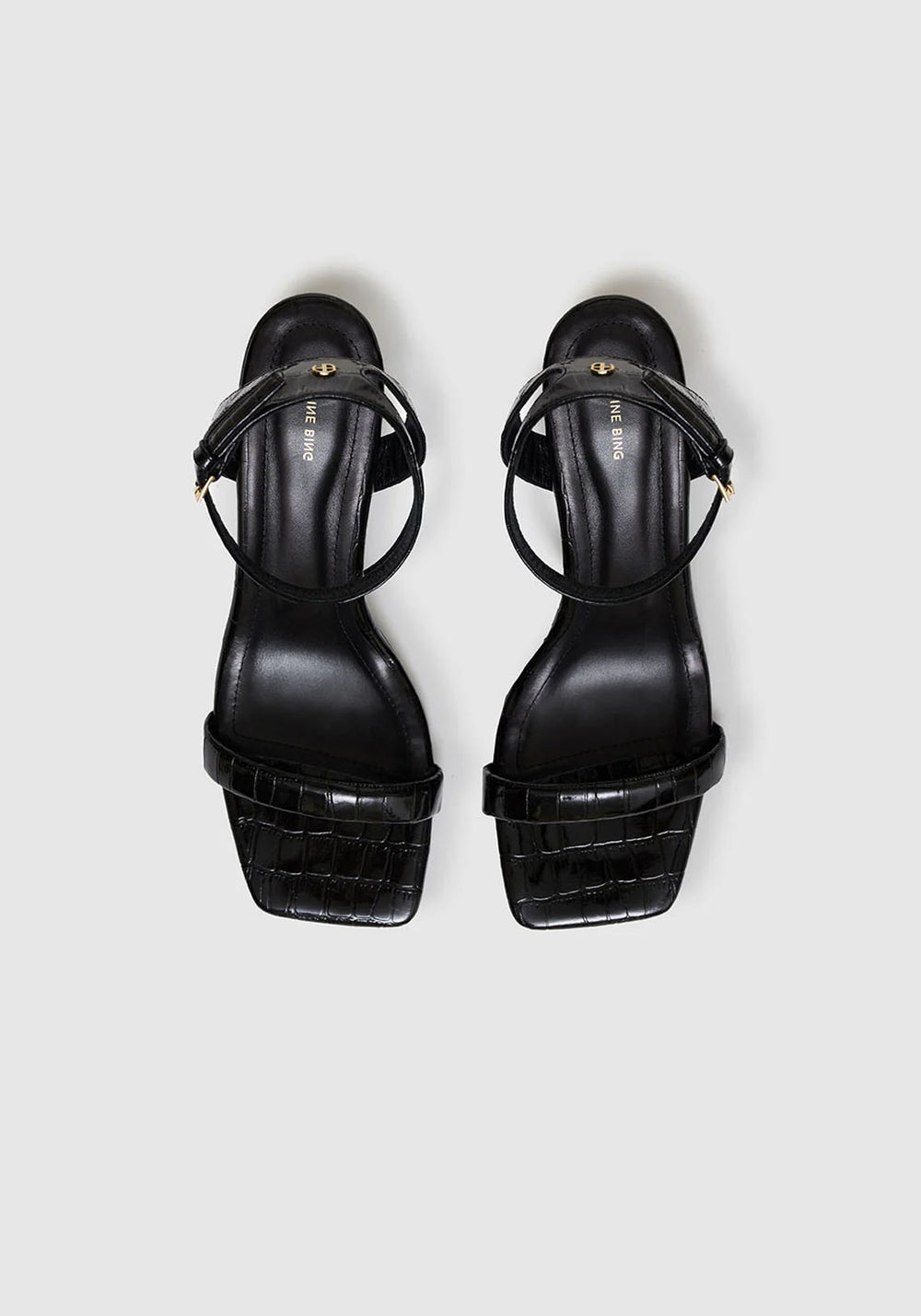 CORA SANDALS BLACK EMBOSSED