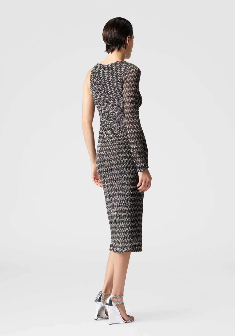 ONE-SHOULDER MIDI DRESS  IN LAMÈ VISCOSE