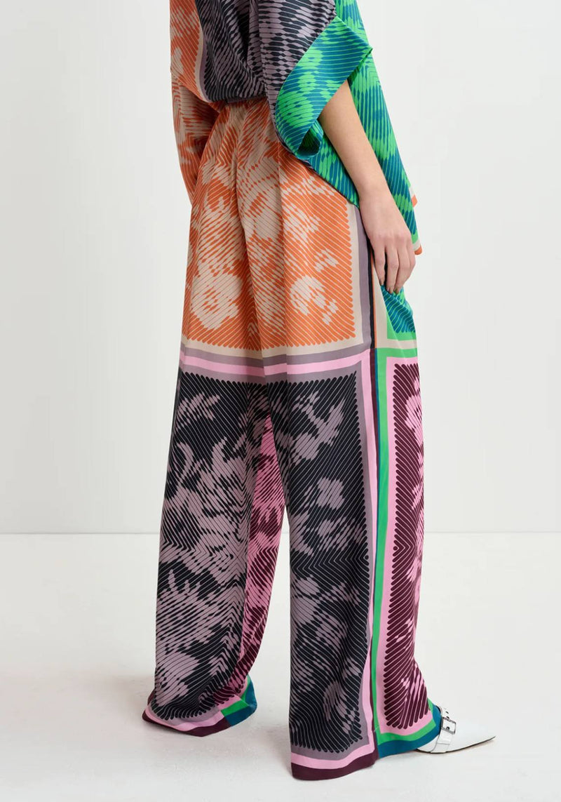 MULTICOLOR PRINTED WIDE-LEG PANTS