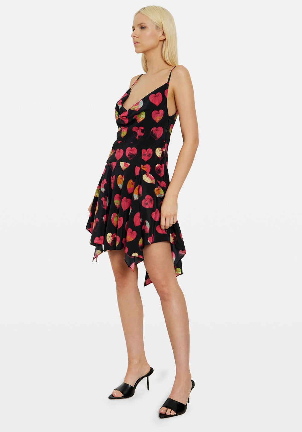 BLEEDING HEARTS PANELLED MINI DRESS BLACK