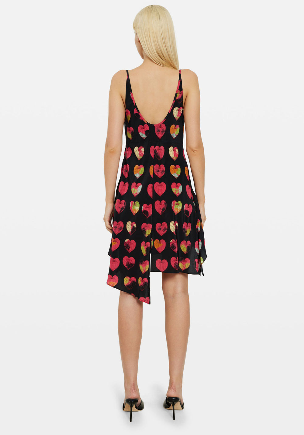 BLEEDING HEARTS PANELLED MINI DRESS BLACK