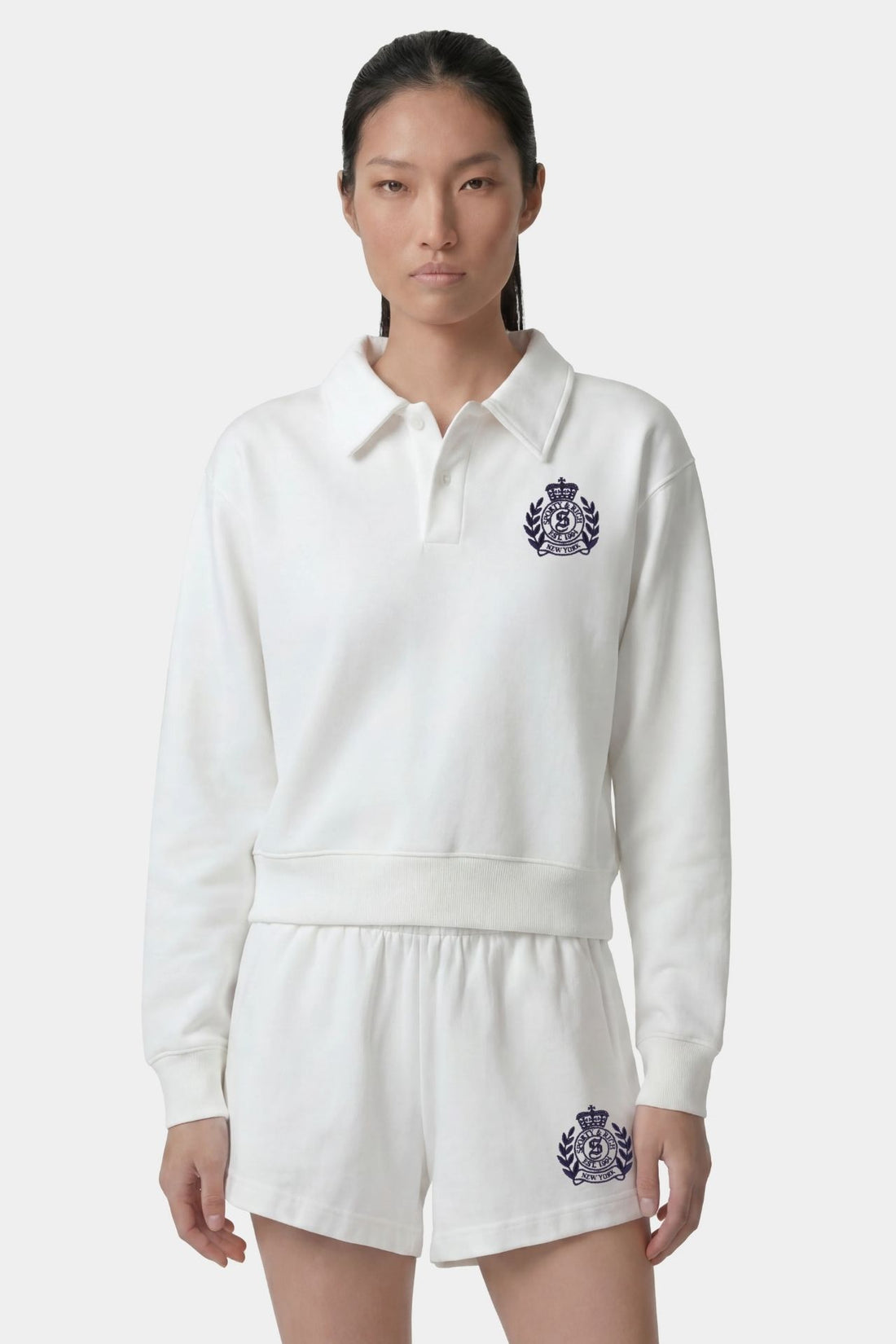 Sporty &amp; Rich NY Crest Embroidered Polo White