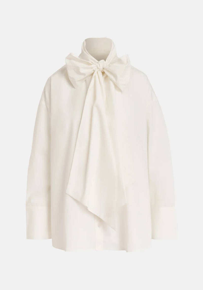 OFF WHITE COTTON SHIRT WITH PUSSY BOW