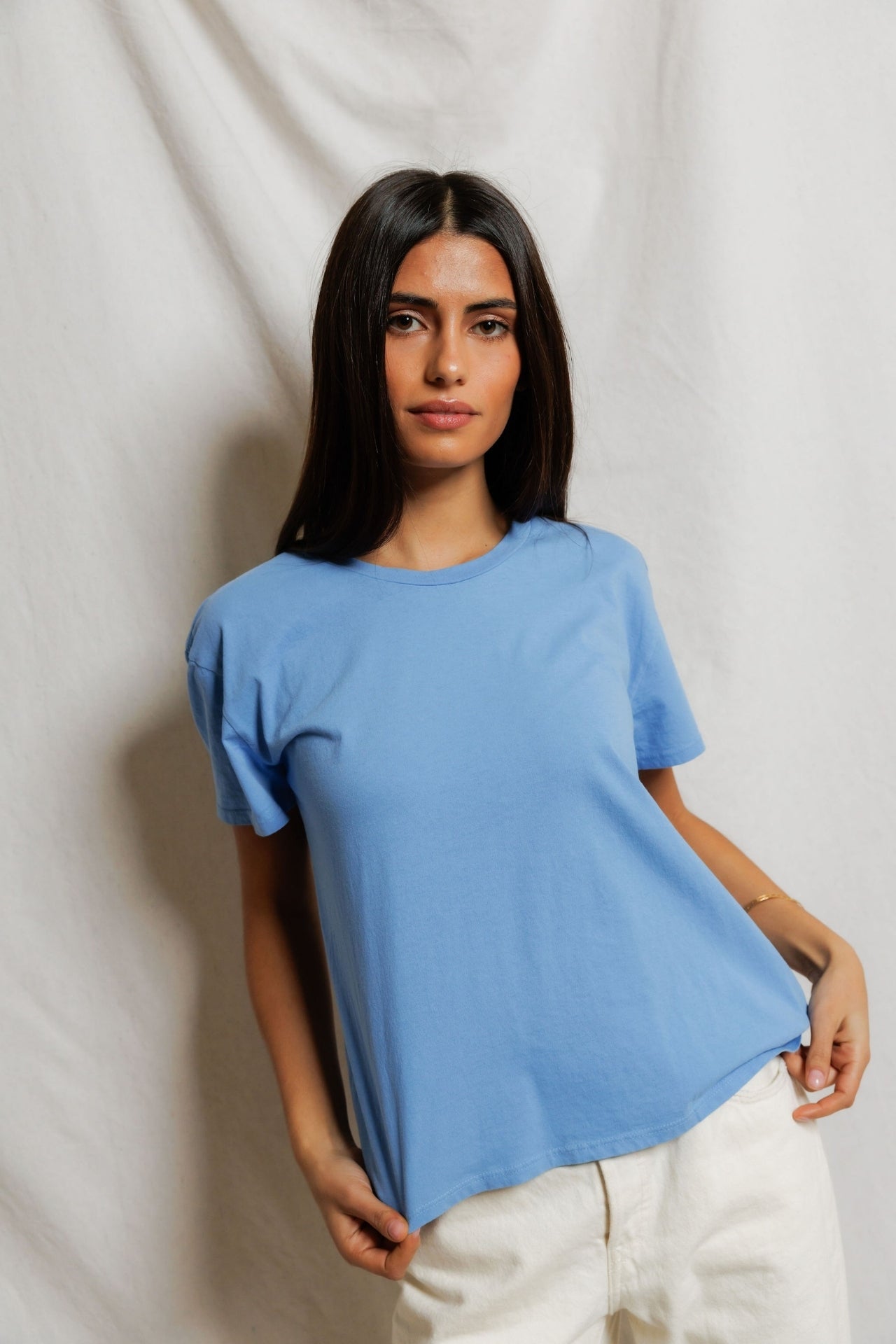 Perfectwhitetee  Harley Boxy Crew Tee Pacific Blue